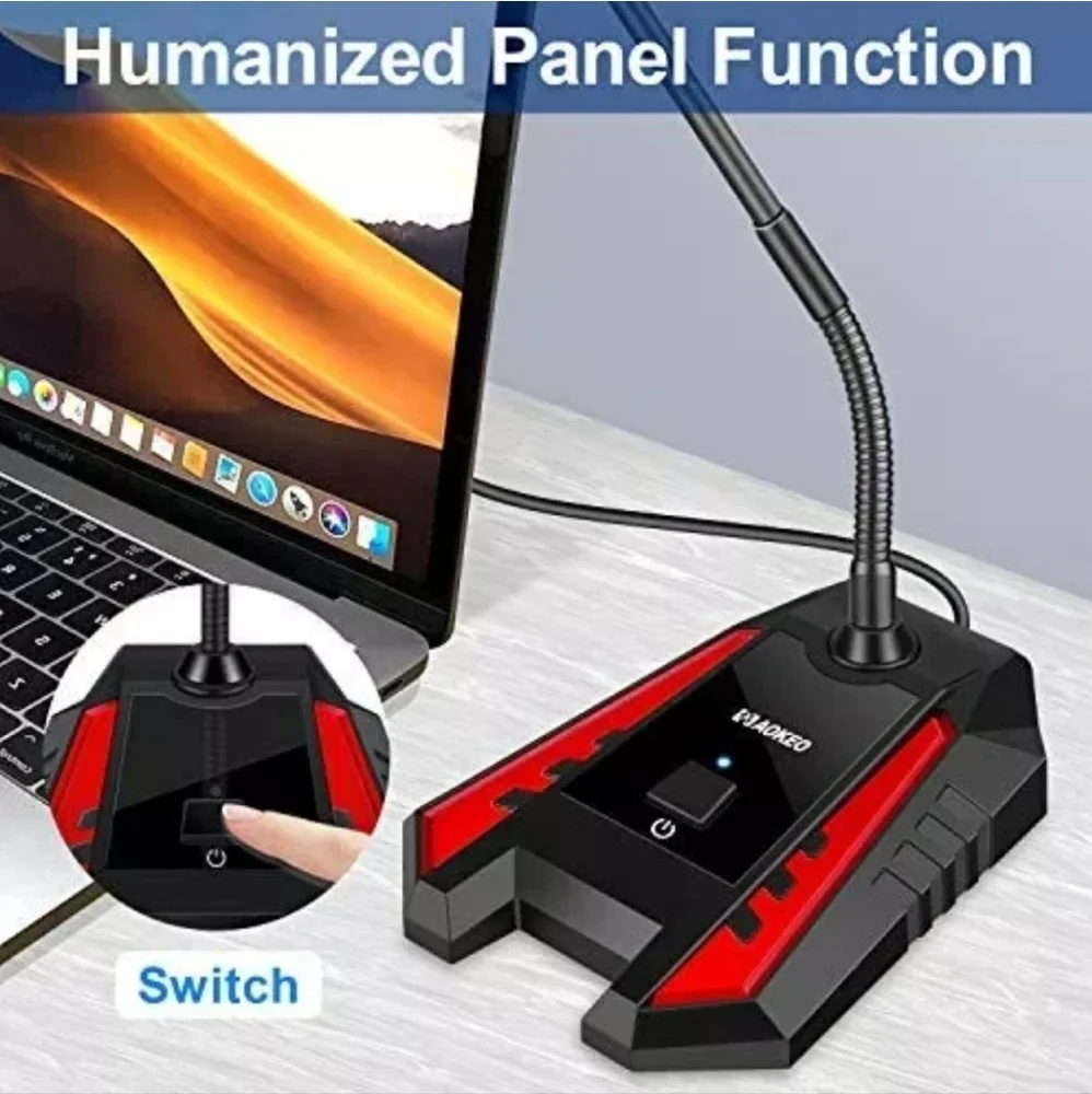 Gaming Aokeo USB Desktop Microphone for PC, Laptop, Mac, professional desktop